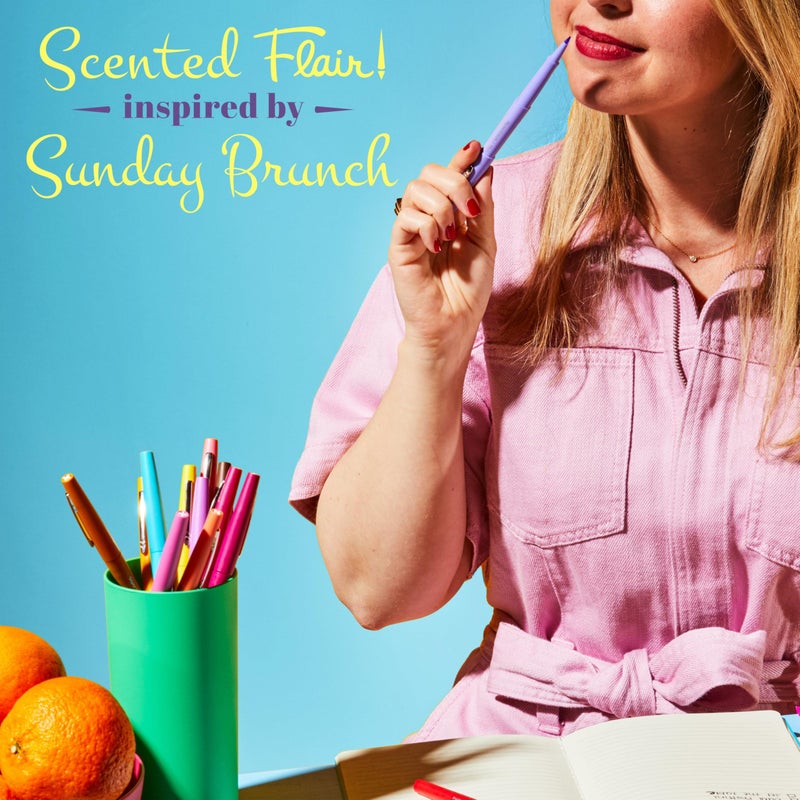 Paper Mate Flair Sunday Brunch Scented Felt Tip Pens, Assorted Colors, Medium Point (0.7mm), 16 Count - For Journaling, Writing, Note-Taking, Fun Teacher Supplies - Image 2